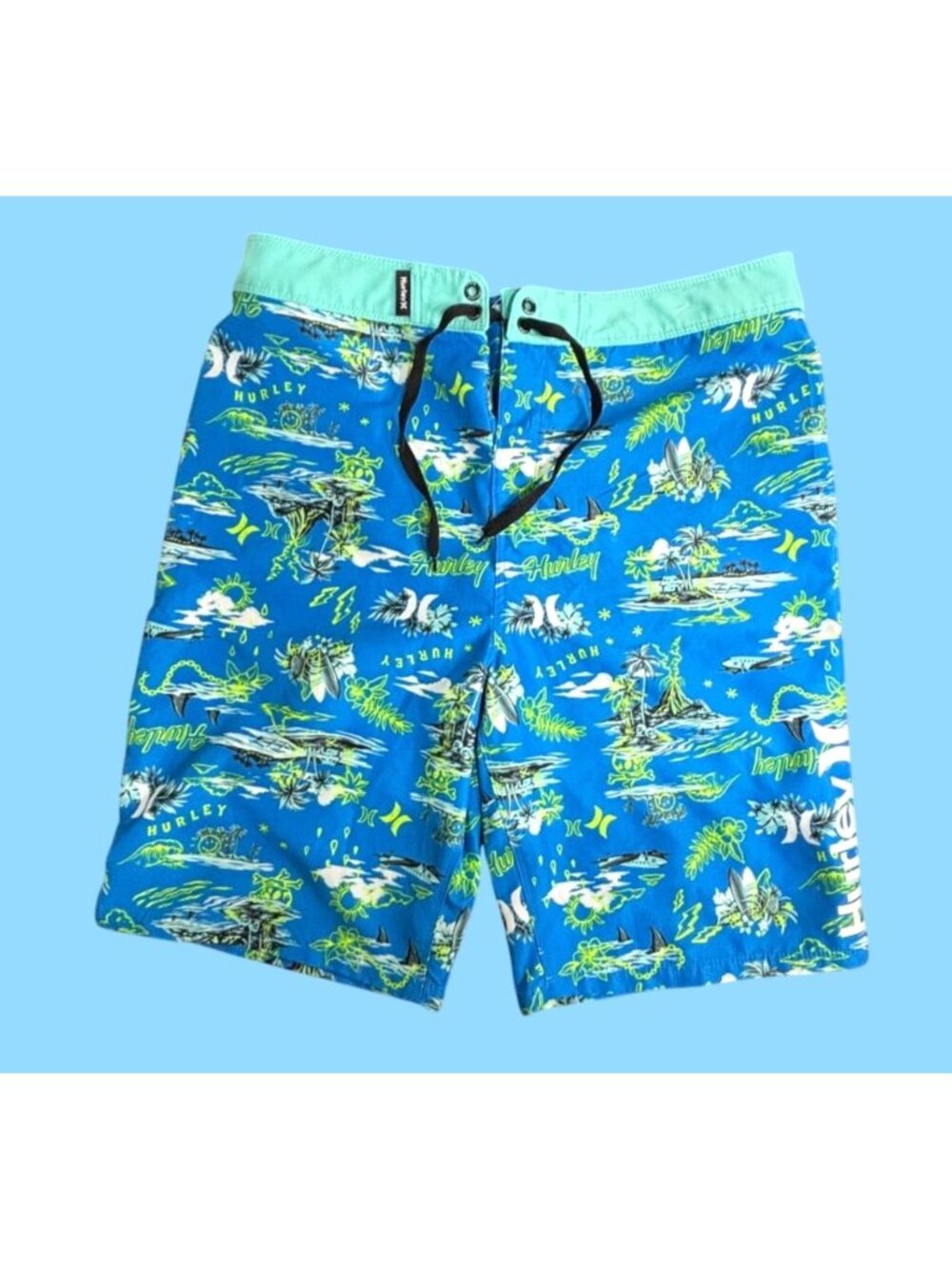 Men’s Hurley Shark Print Board Shorts Blue 18/29